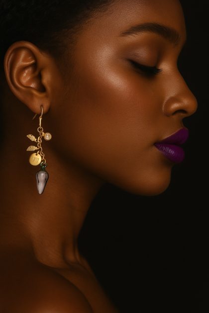 EARRING WITH PURPLE PENDANT COD. BZ.RIPOR007