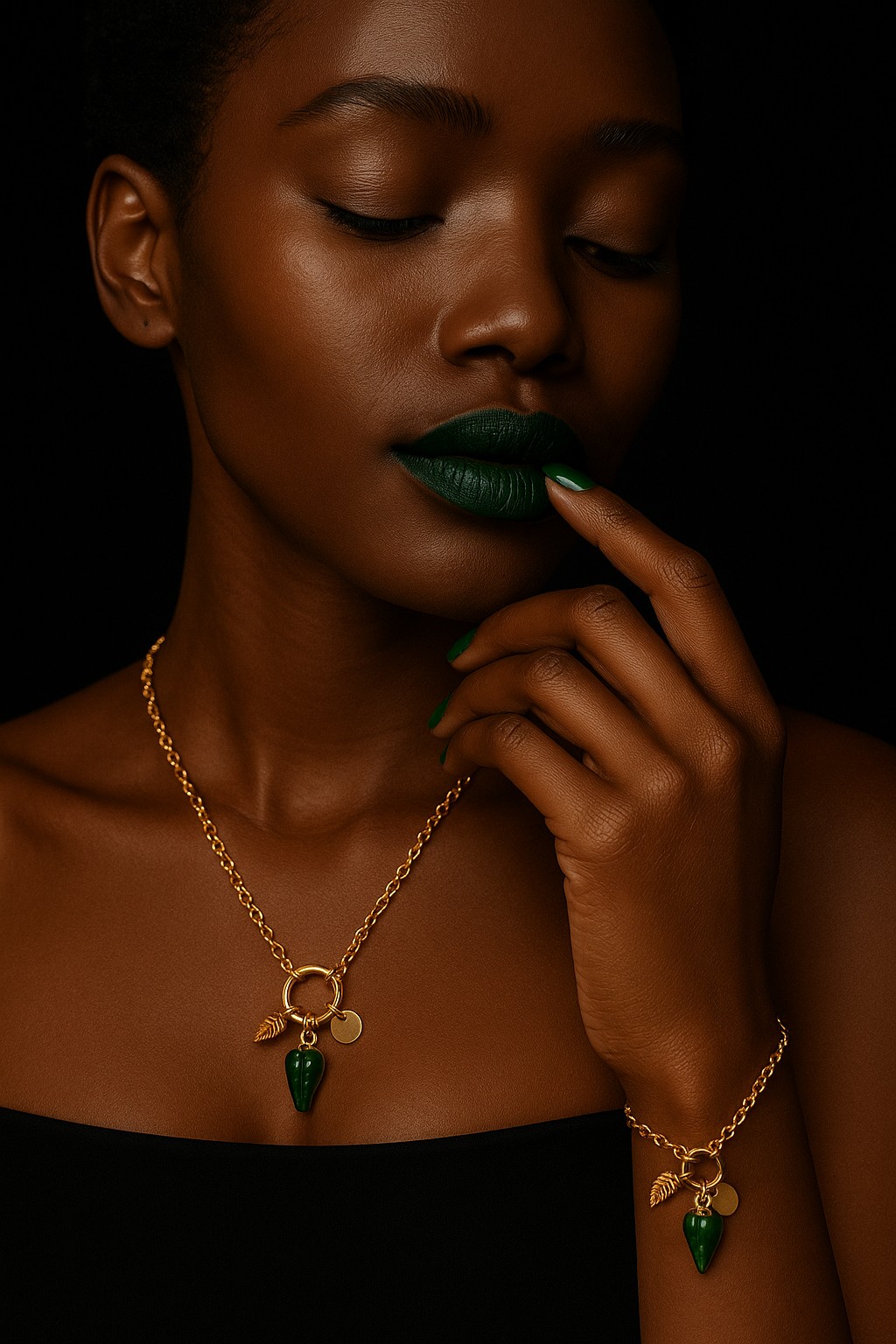 BRACCIALE CON PEPERONCINO VERDE COD. BZ.RIPBR02 - immagine 3