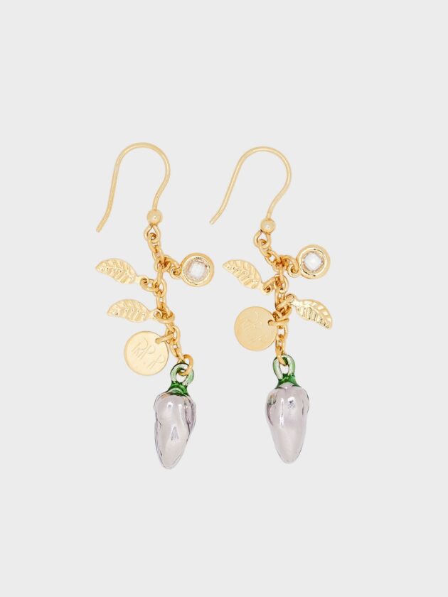 EARRING WITH PURPLE PENDANT COD. BZ.RIPOR007