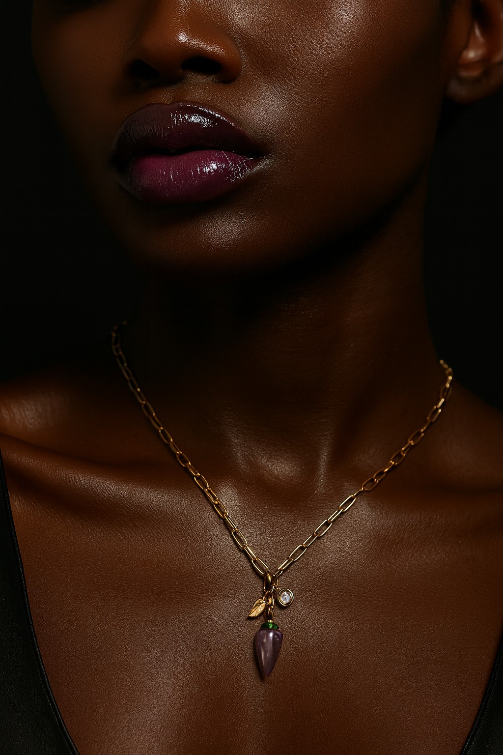 NECKLACE WITH PURPLE PENDANT COD. BZ.RIPCL10