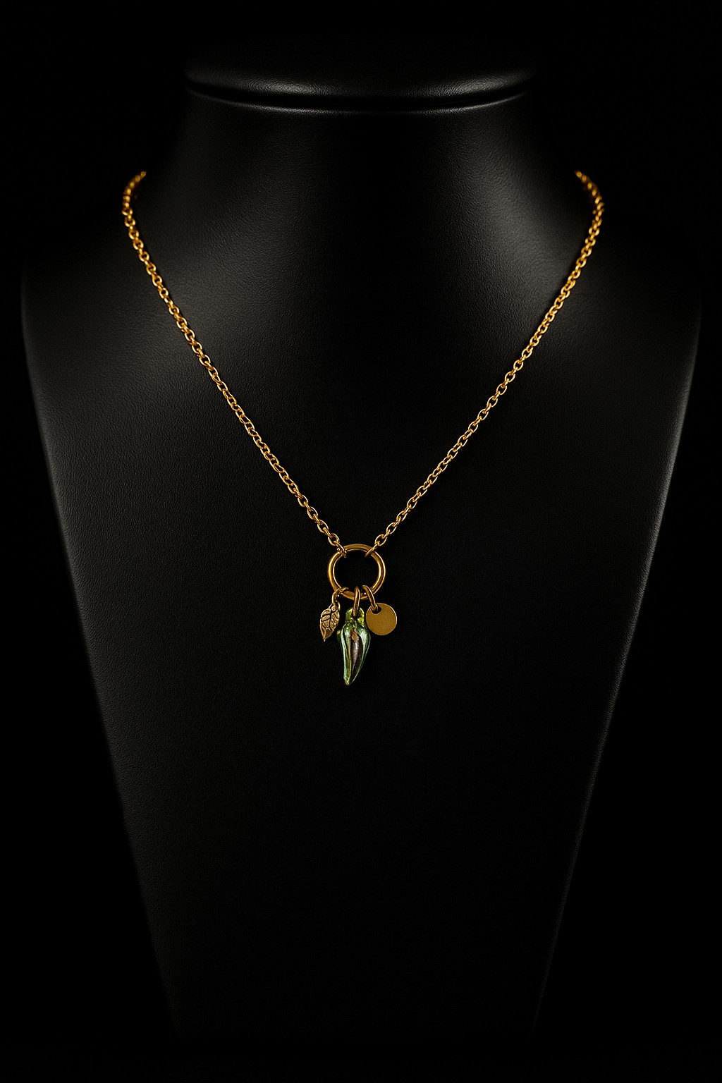 NECKLACE WITH GREEN PENDANT COD. RIPCL09-5