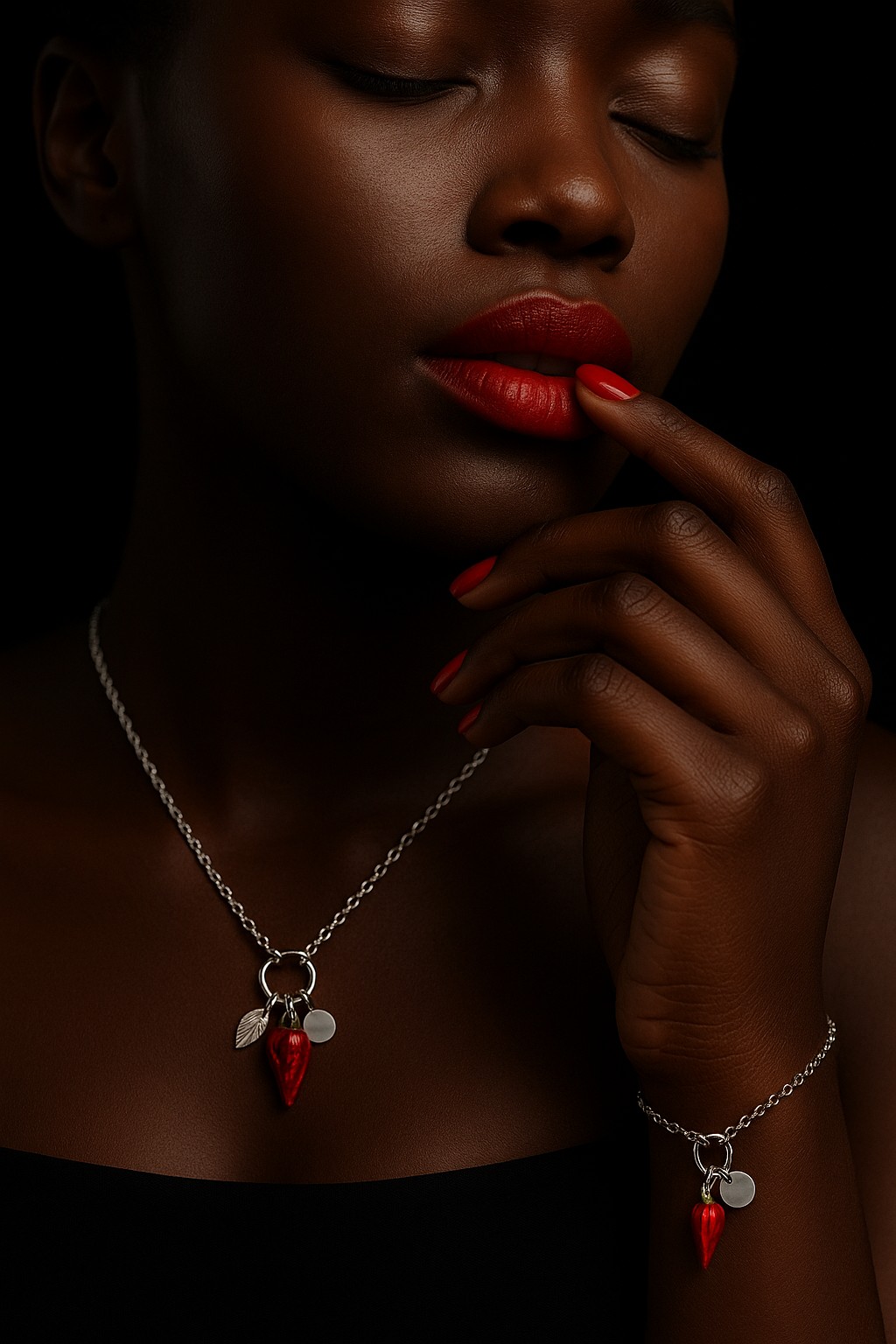 BRACCIALE CON PEPERONCINO ROSSO COD. BZ.RIPBR02 - immagine 3