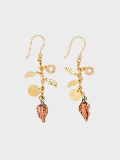ORECCHINI CON CIONDOLO ARANCIONE COD. RIPOR007