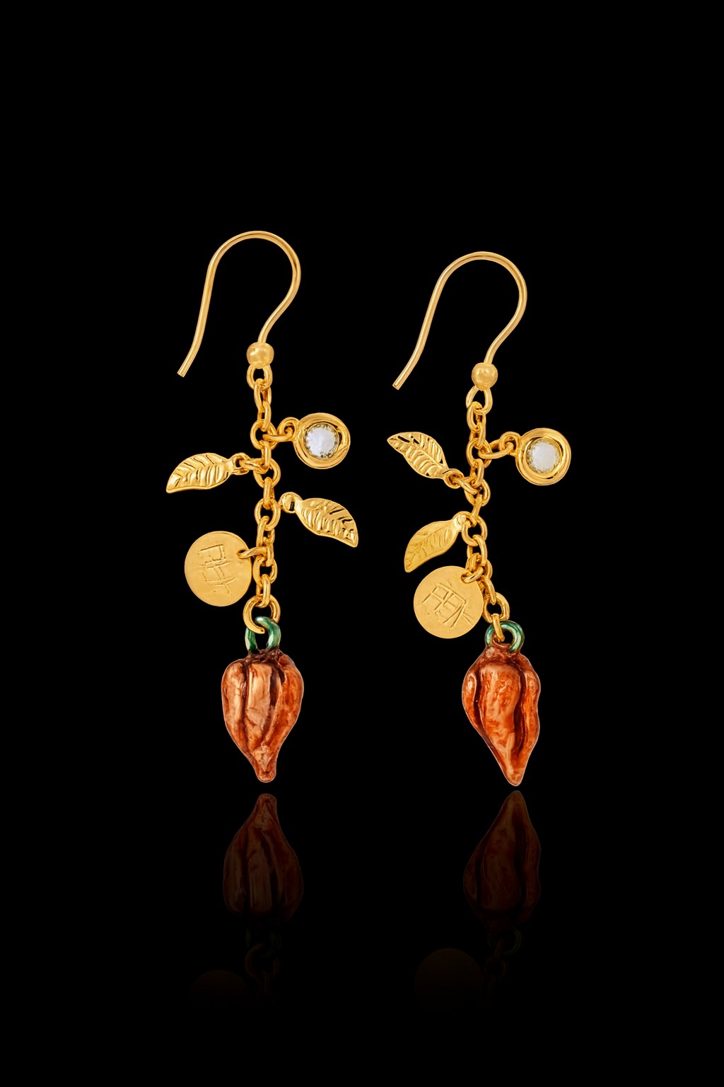 ORECCHINI CON CIONDOLO ARANCIONE COD. RIPOR007 - immagine 3