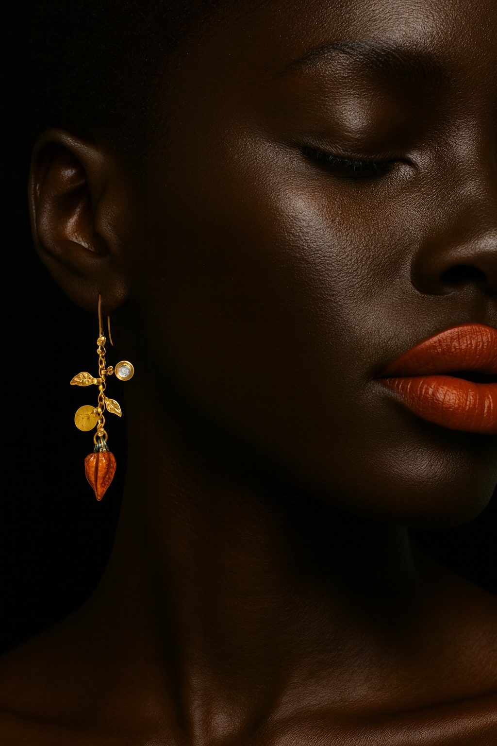 ORECCHINI CON CIONDOLO ARANCIONE COD. RIPOR007