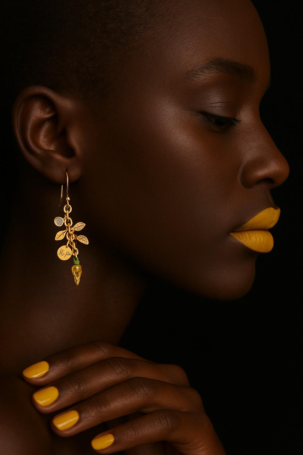 ORECCHINI CON CIONDOLO GIALLO COD. BZ.RIPOR007 - immagine 3