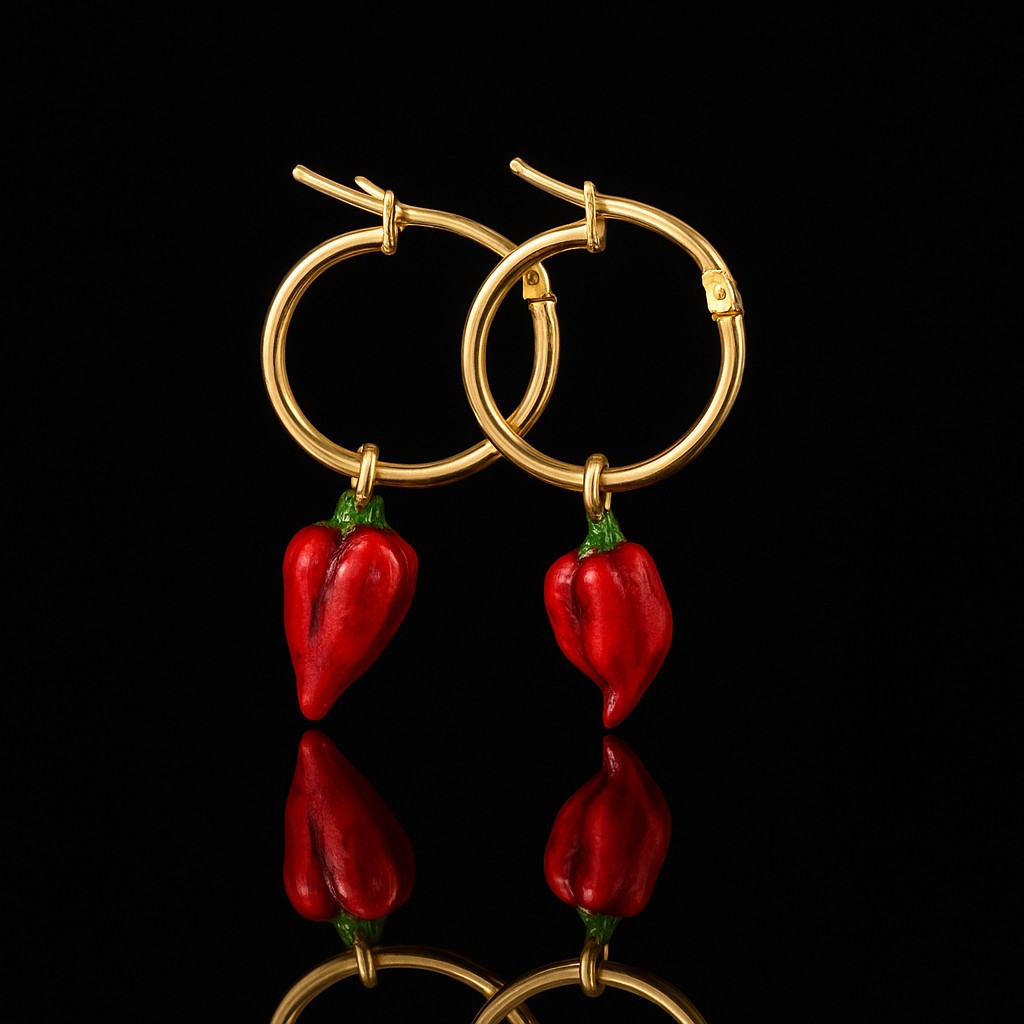 ORECCHINI CON CIONDOLO ROSSO COD. BZ.RIPOR008 - immagine 3