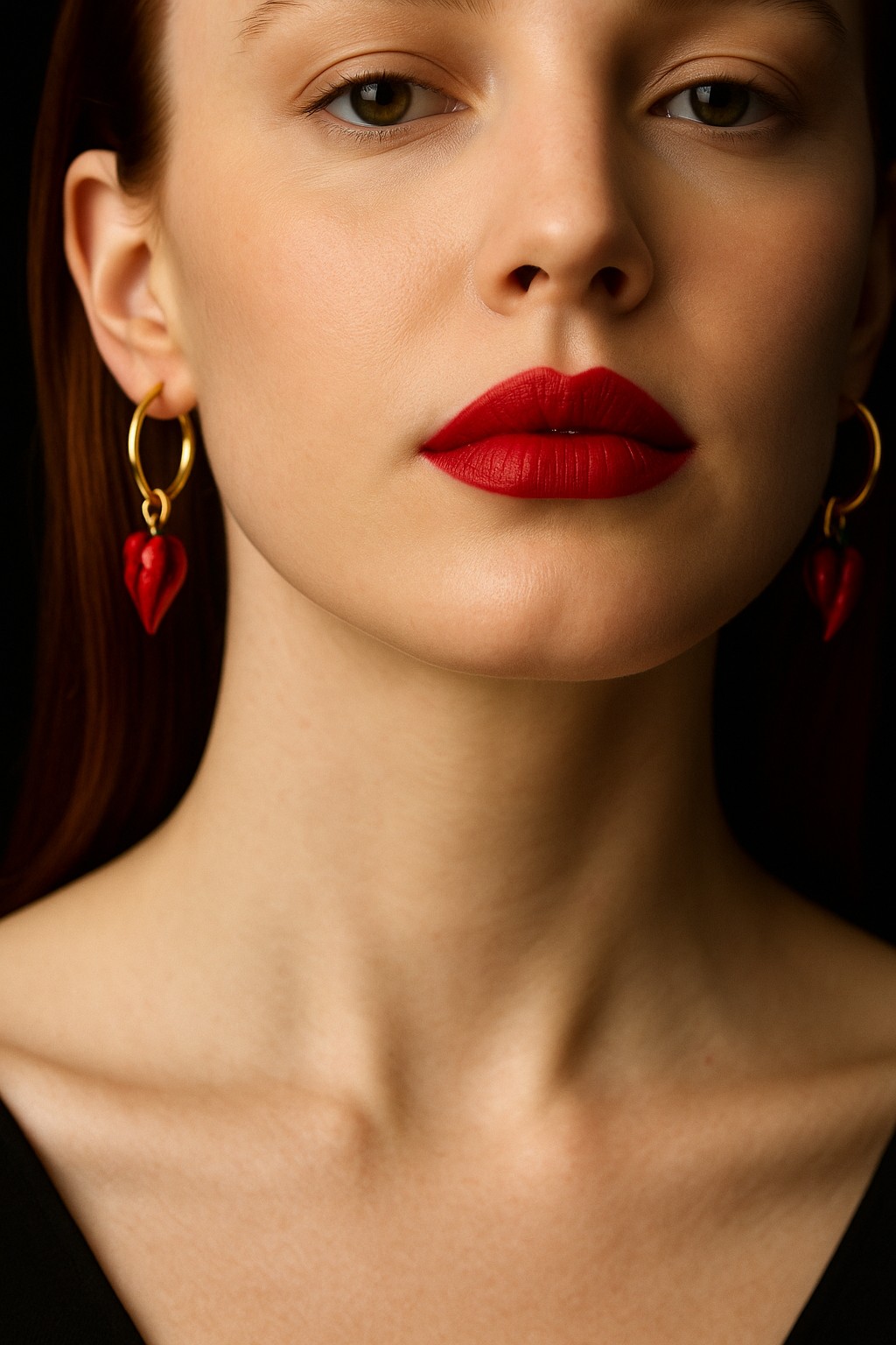 ORECCHINI CON CIONDOLO ROSSO COD. BZ.RIPOR008