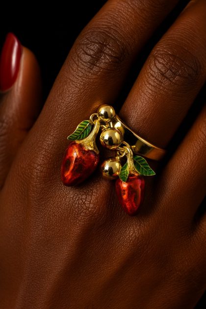 RING RED HOTDAISY  - SILVER GOLDPLATED